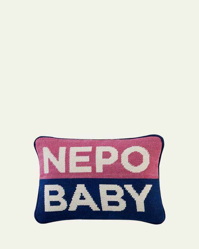 Personality Nepo Baby Needlepoint Pillow